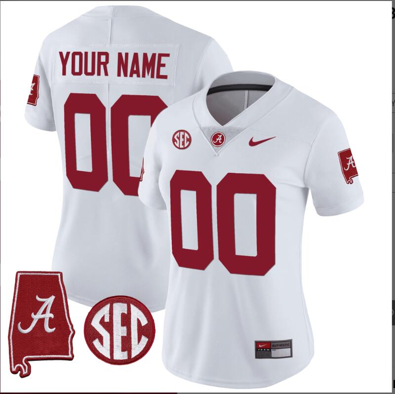 Men Alabama Crimson Tide Vapor Limited white Custom 2024 Nike NCAA Jersey 4